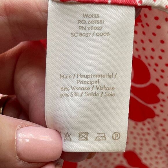 Boden Amanda Floral Silk Blend Short Sleeve Blouse Top Pink Red 8 - Picture 7 of 11